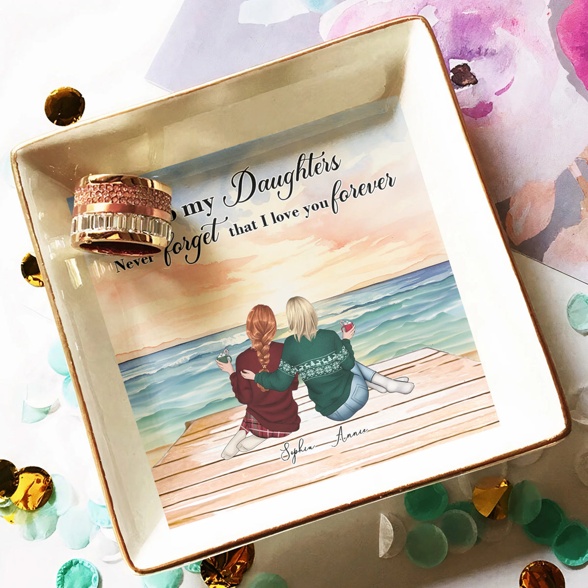 To Daughter Never Forget That I Love You Forever - Personalized Jewelry Dish - Gift For Daughter
