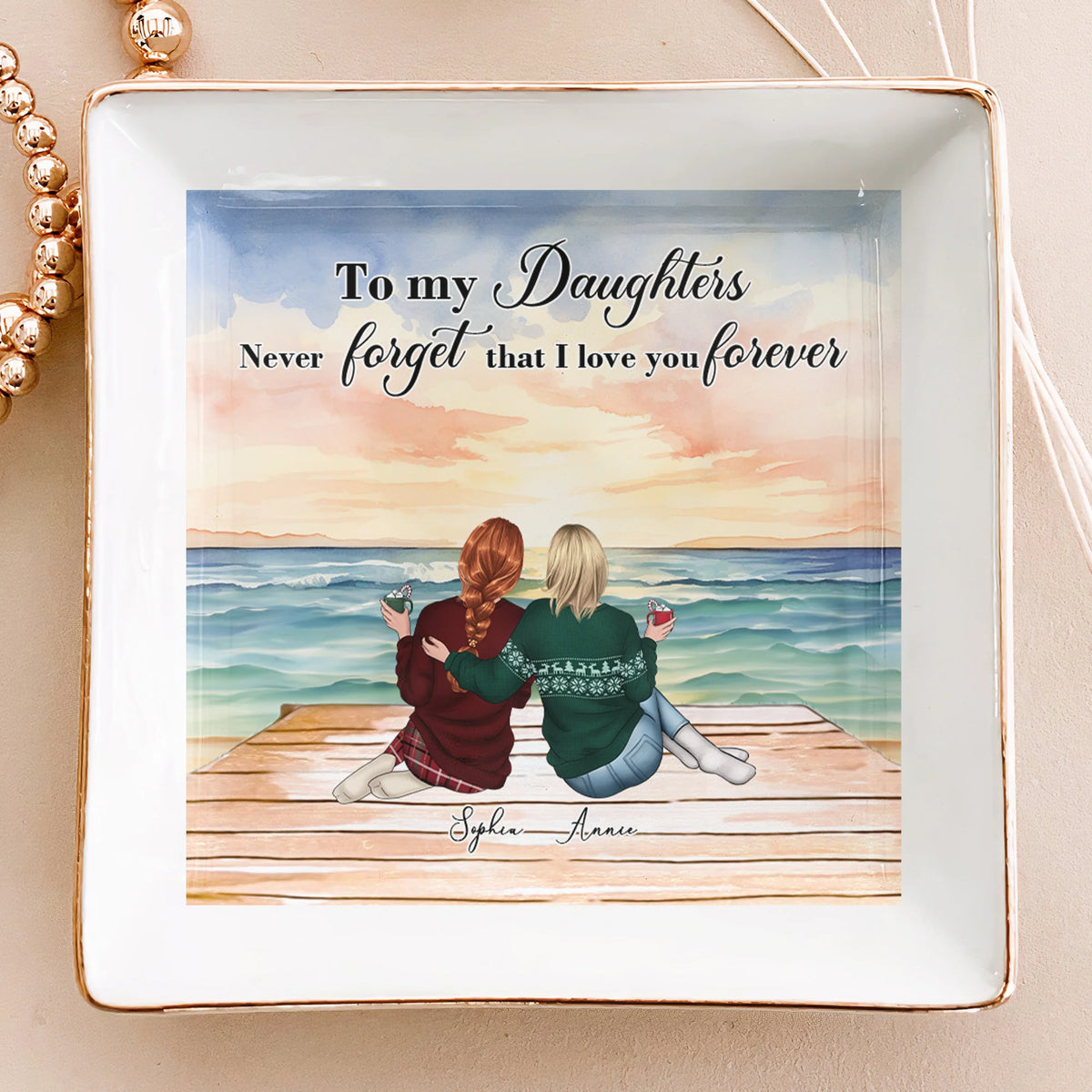 To Daughter Never Forget That I Love You Forever - Personalized Jewelry Dish - Gift For Daughter