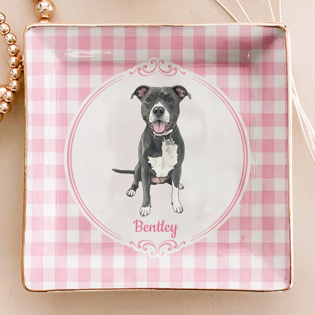 Custom Pet Portrait Watercolor Art Gift For Dog Mom, Cat Mom - Personalized Jewelry Dish