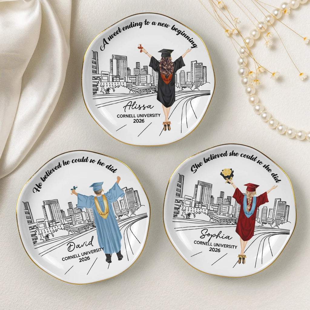 A Sweet Ending To A New Beginning Graduation Gift For Her - Personalized Jewelry Dish