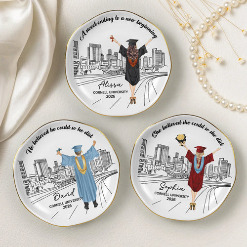 A Sweet Ending To A New Beginning Graduation Gift For Her - Personalized Jewelry Dish