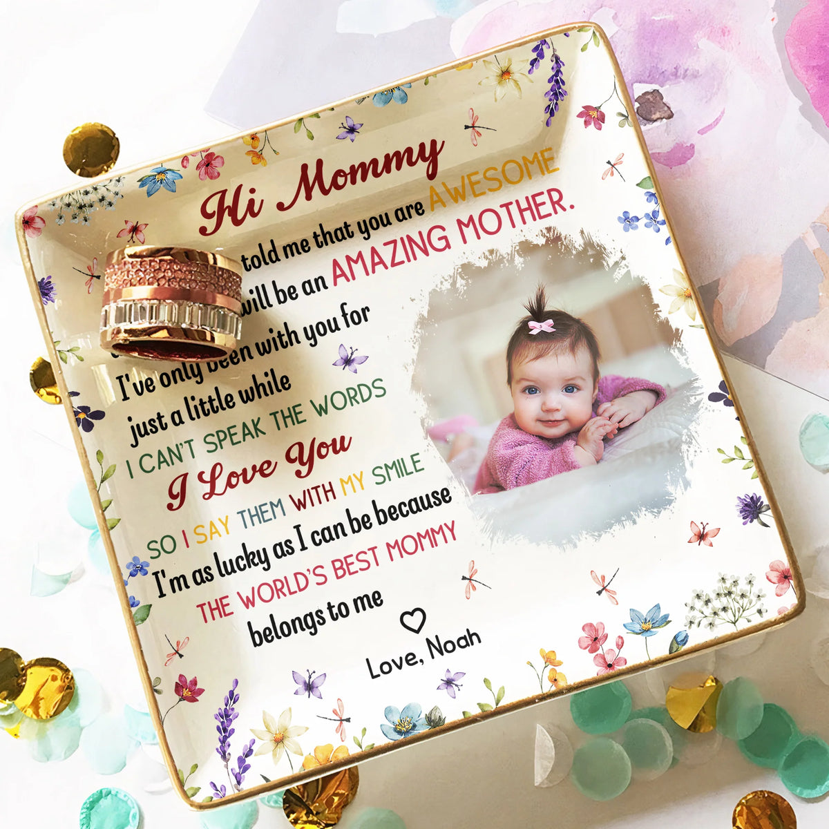The Best Mommy Belongs To Me First Mom New Mom Gift - Personalized Photo Jewelry Dish