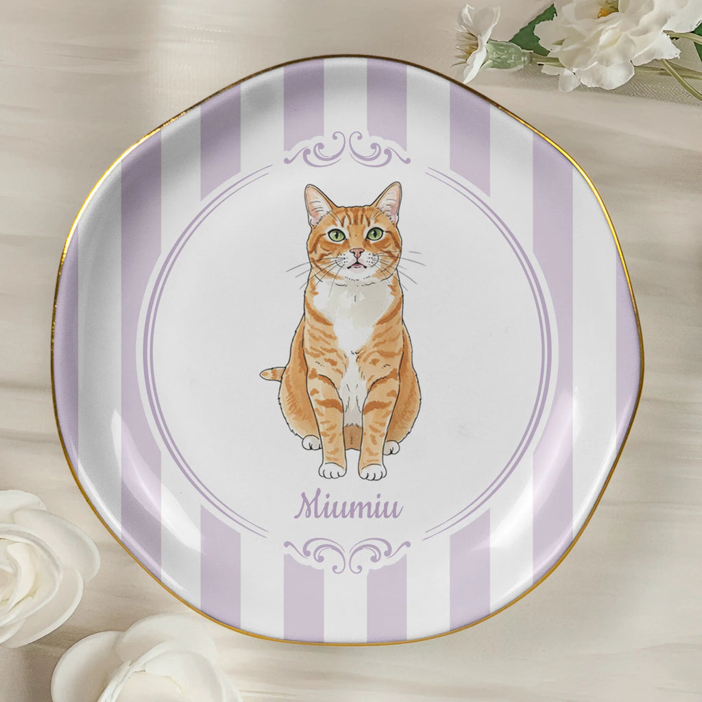 Custom Pet Portrait Watercolor Art Gift For Dog Mom, Cat Mom - Personalized Jewelry Dish