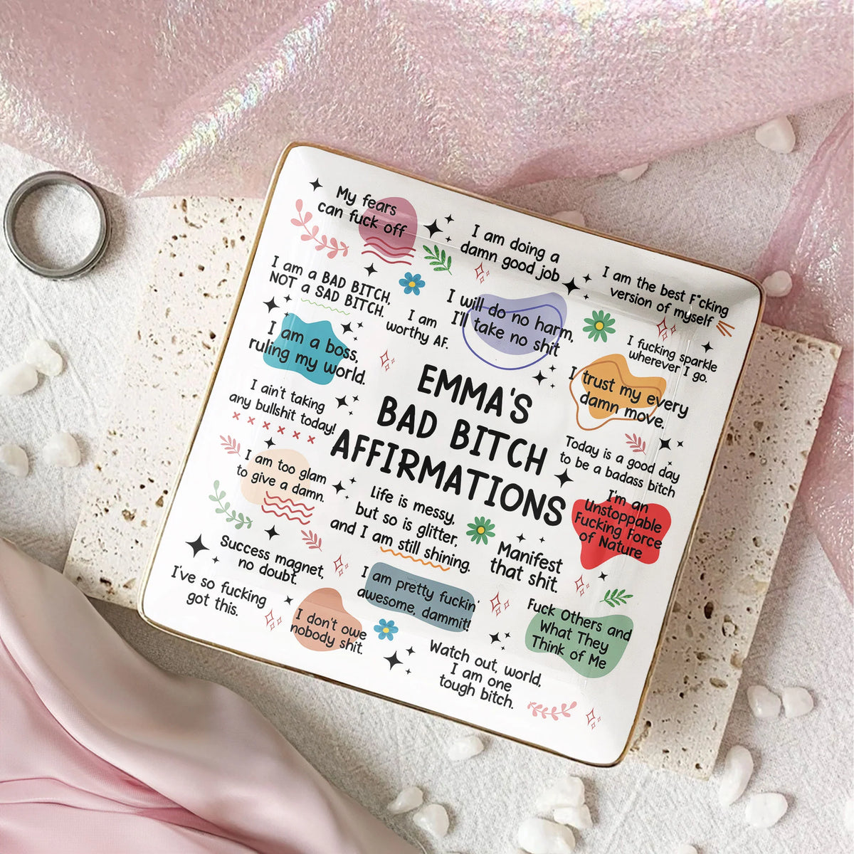 My Swear Affirmations - Gifts For Daughter, Friend, For Me Gift - Personalized Jewelry Dish - Gift For Friend - Gift For Daughter